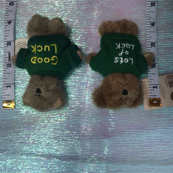 RETIRED Boyds Bears Good Luck & Lots of Luck Mini Message Teddy Bears approx 4” - Picture 9 of 12